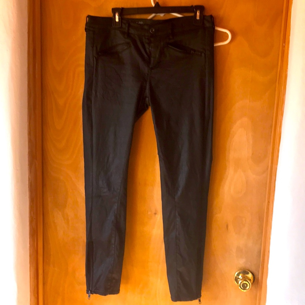Madewell black waxed moto jeans zippered ankle size 29